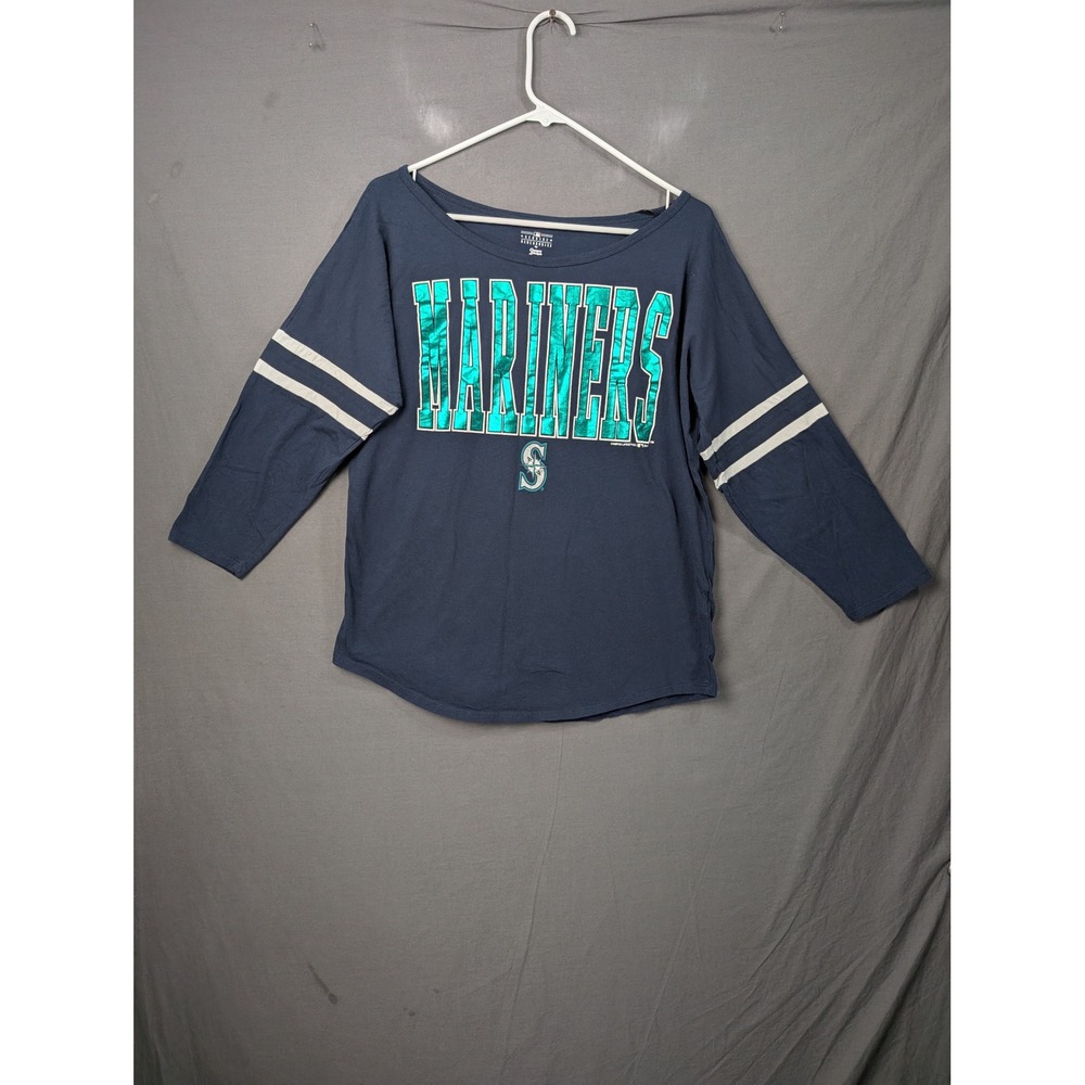 Seattle Mariners MLB Campus Lifestyle Women XL Navy Blue 3/4 Sleeve T-Shirt